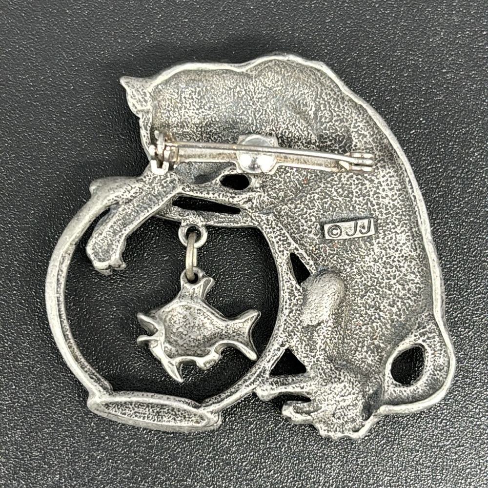 Vintage JJ Cat And Fish Brooch - Picture 3 of 7